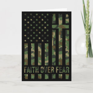 Mens Patriotic Christian Faith Over Fear American  Card