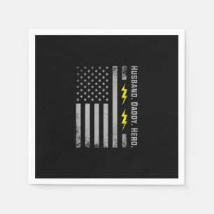 Mens Patriotic Electrician Dad American Flag Fars Napkin