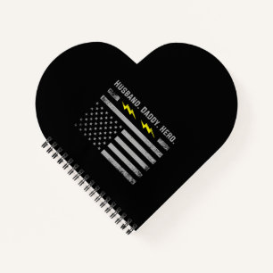 Mens Patriotic Electrician Dad American Flag Fars Notebook