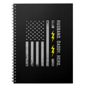 Mens Patriotic Electrician Dad American Flag Fars Notebook