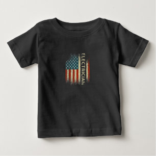 Mens Patriotic Electrician Gifts American Usa Flag Baby T-Shirt