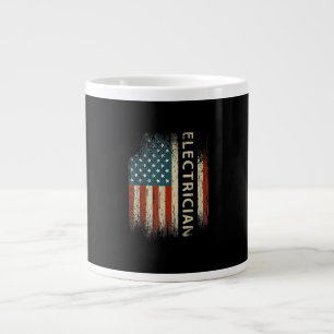 Mens Patriotic Electrician Gifts American Usa Flag Large Coffee Mug
