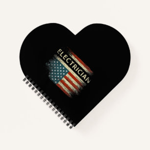 Mens Patriotic Electrician Gifts American Usa Flag Notebook