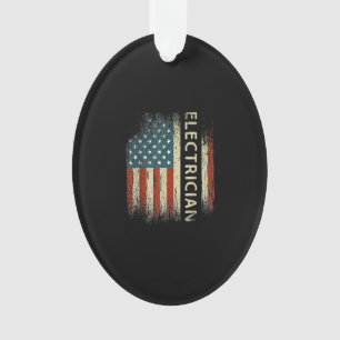 Mens Patriotic Electrician Gifts American Usa Flag Ornament