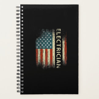 Mens Patriotic Electrician Gifts American Usa Flag Planner