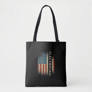 Mens Patriotic Electrician Gifts American Usa Flag Tote Bag