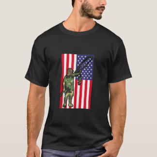 Mens Patriotic Fisherman Fishing Camouflage USA Am T-Shirt