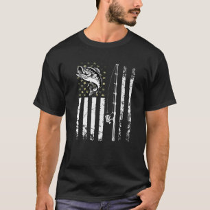 Mens Patriotic Fishing Camouflage USA Flag Bass Fi T-Shirt