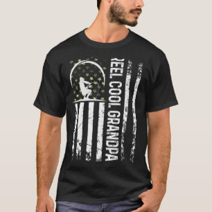 Mens Patriotic Flag Reel Cool Grandpa For Daddy Hu T-Shirt