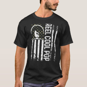 Mens Patriotic Flag Reel Cool Pop For Daddy Husban T-Shirt