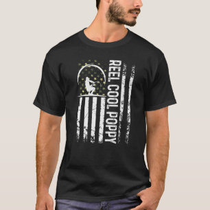 Mens Patriotic Flag Reel Cool Poppy For Daddy Husb T-Shirt