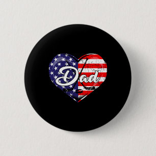 Mens Patriotic Hockey Dad American Flag Heart 4th 6 Cm Round Badge