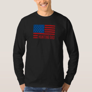 Mens Patriotic Hunting Dad Usa American Flag Red W T-Shirt
