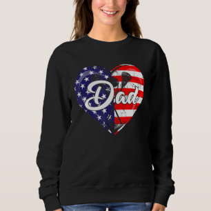 Mens Patriotic Lacrosse Dad American Flag Heart 4t Sweatshirt
