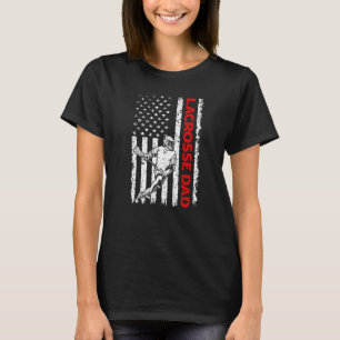 Mens Patriotic Lacrosse Dad American Flag Men Fath T-Shirt