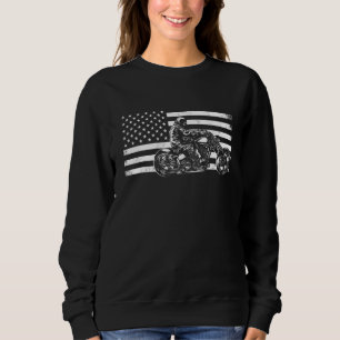 Mens Patriotic Motorcycle Vintage American US Flag Sweatshirt