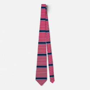 Men's Patriotic Red White and Blue Striped Tie