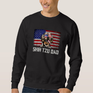 Mens Patriotic Shih Tzu Dad American Flag 4th Of J Sweatshirt