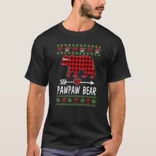 Mens Pawpaw Bear Santa Red Plaid Family Pyjamas Fo T-Shirt