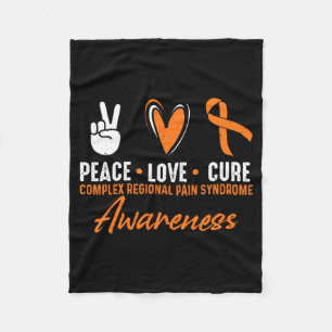 Mens Peace Love Cure Crps Awareness Month Orange Fleece Blanket