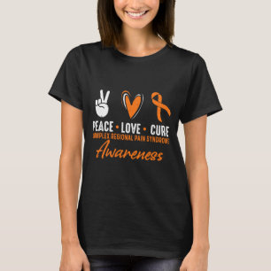 Mens Peace Love Cure Crps Awareness Month Orange T-Shirt