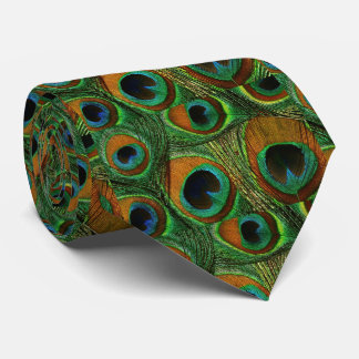 Men's Peacock Feather Tie, Brown Teal Purple Green Tie
