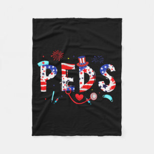 Mens Peds Nurse July 4th Paediatrics Nurse Happy Fleece Blanket