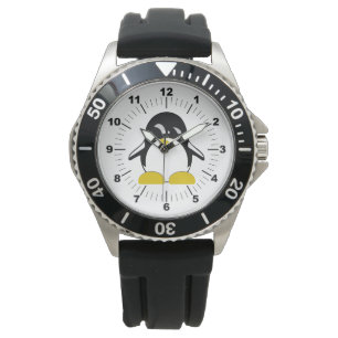 Men's Penguin Steel Black Rubber Strap Watch