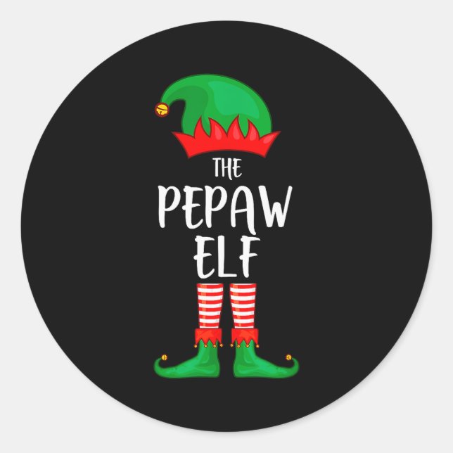 Mens Pepaw Elf Christmas Party Matching Family Gro Classic Round Sticker (Front)