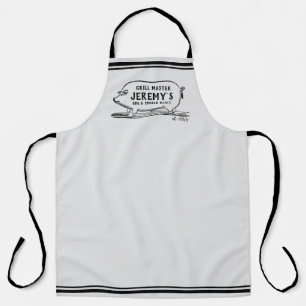 Mens Personalized BBQ Vintage Pig Grill  Apron
