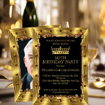 Mens Photo 60th Birthday Party King Crown Gold Invitation<br><div class="desc">Mens 60th Birthday Party Photo King Crown Gold Art Deco. Elegant Birthday Party Black Gold Art Deco.  Customise with your own details.</div>