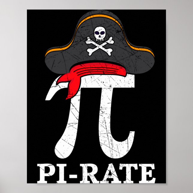 Mens pi-rate day mathematician math geek pirate poster (Front)