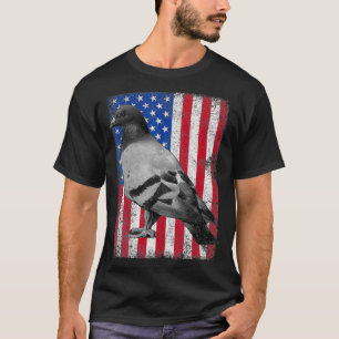 Mens Pigeon USA Patriotic American Flag 4th of T-Shirt