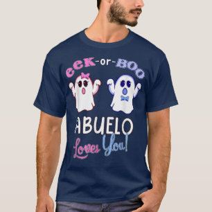 Mens Pink Or Blue Abuelo Loves You Halloween Gende T-Shirt