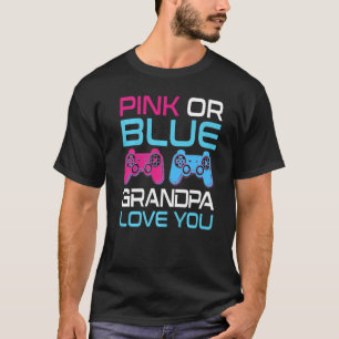 Mens Pink Or Blue Gender Reveal Video Game Grandpa T-Shirt