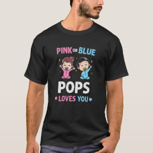 Mens Pink Or Blue Pops Loves You Cute Grandpa Baby T-Shirt