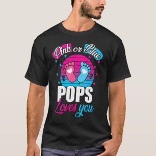 Mens Pink Or Blue Pops Loves You Reveal Baby Girl T-Shirt