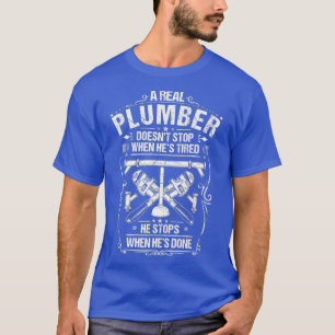 Mens Pipe Fitter When Hes Done Plumbing Plumber T-Shirt