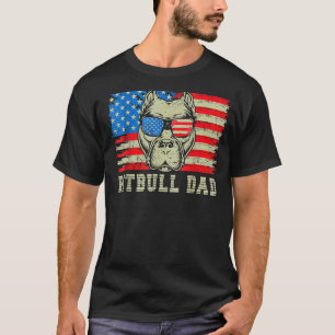 Mens Pitbull Dad American Pit Bull Dog Us Flag 4th T-Shirt