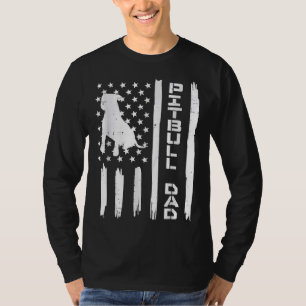 Mens Pitbull Dad Flag Vintage Patriotic Dog Lover T-Shirt