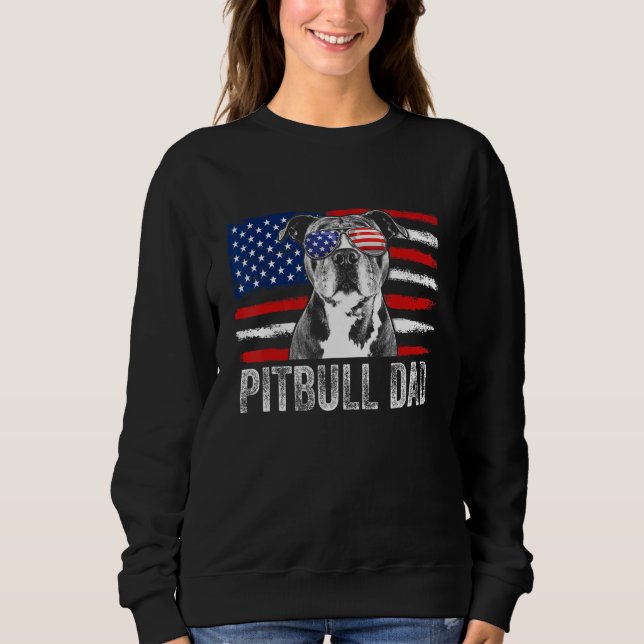 Mens Pitbull Dad Mens  Proud American Pit Bull Dog Sweatshirt (Front)