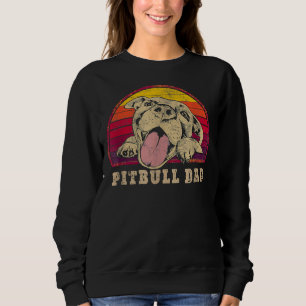 Mens Pitbull Dad  Vintage Smiling Pitbull Fathers  Sweatshirt