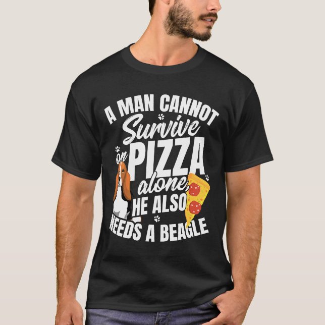Mens  Pizza And Beagle Dog And Food Love Pun T-Shirt (Front)