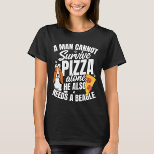 Mens Pizza And Beagle Dog And Food Love Pun T-Shirt