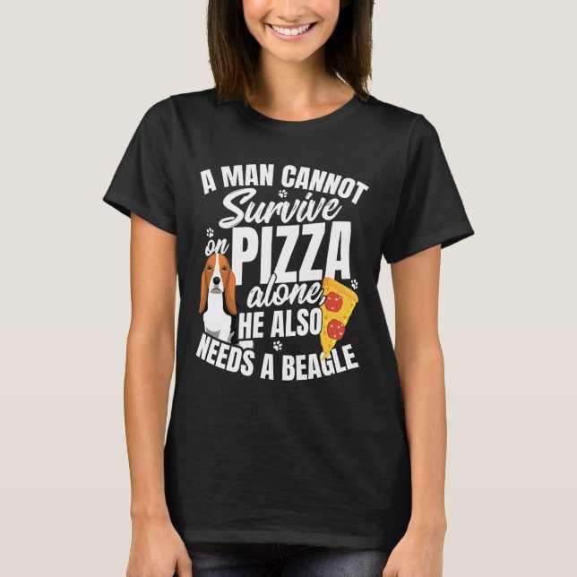 Mens  Pizza And Beagle Dog And Food Love Pun T-Shirt (Front)