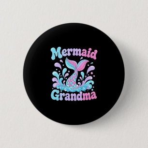 Mens playful mermaid tail with water splashes 6 cm round badge
