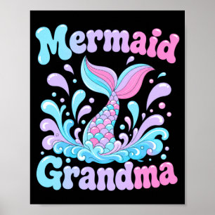 Mens playful mermaid tail with water splashes poster