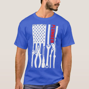 Mens Plumber American Flag Pipefather Pipe Job T-Shirt