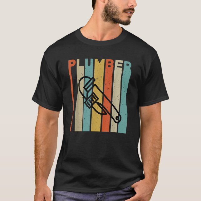 Mens Plumber Pipe Wrench Apparel Plumbers Tools T-Shirt (Front)