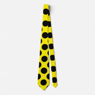 Men's Polka Dot Dress Tie - Black on Yellow